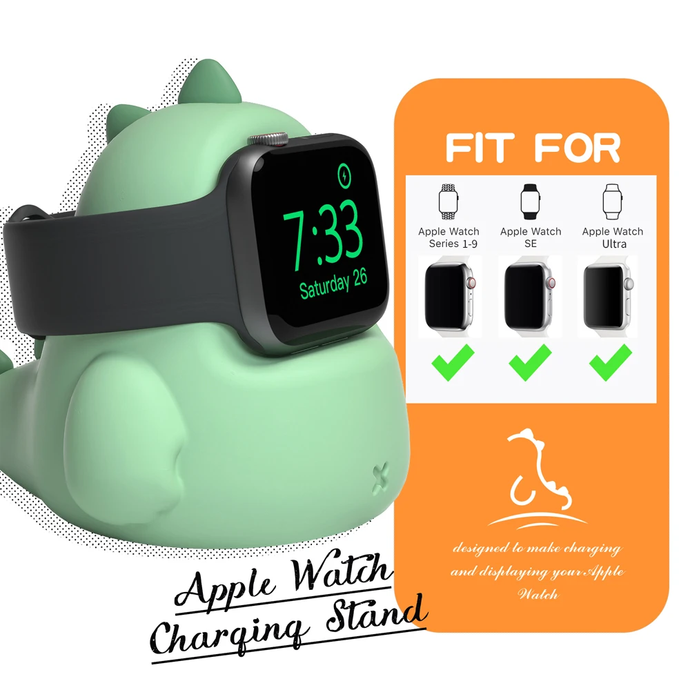 Charger Stand For Apple Watch Series 9 8 Ultra 7 6 5 SE 4 3 2  1Charger Dock Station  Dinosaur modeling