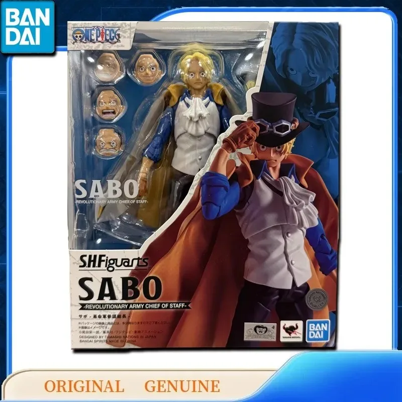 Bandai original genuíno uma peça shf shfiguarts sabo anime figuras de ação brinquedos crianças presente montagem modelo ornamentos