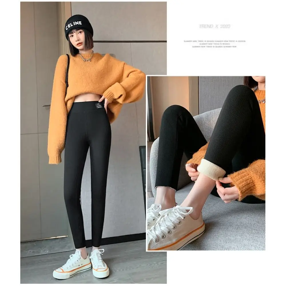 Übliche Herbst Winter Frauen Leggings verdickt warme lange Hosen Slim Fit Fleece hose