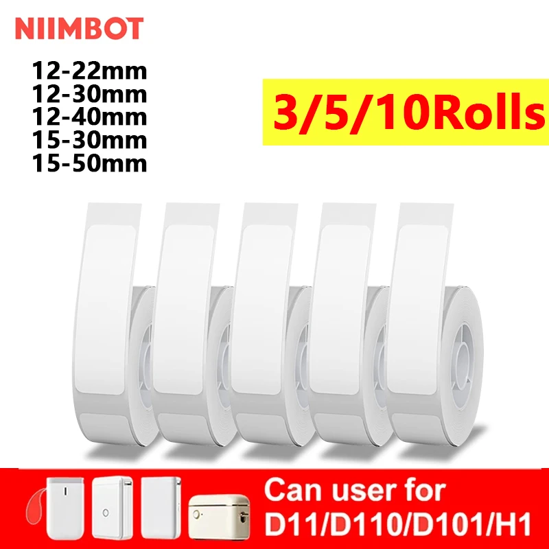 Niimbot White Label Printing Paper Waterproof Roll Price White Paper Adhesive Sticker For D110 D11 Mini Portable Thermal Printer