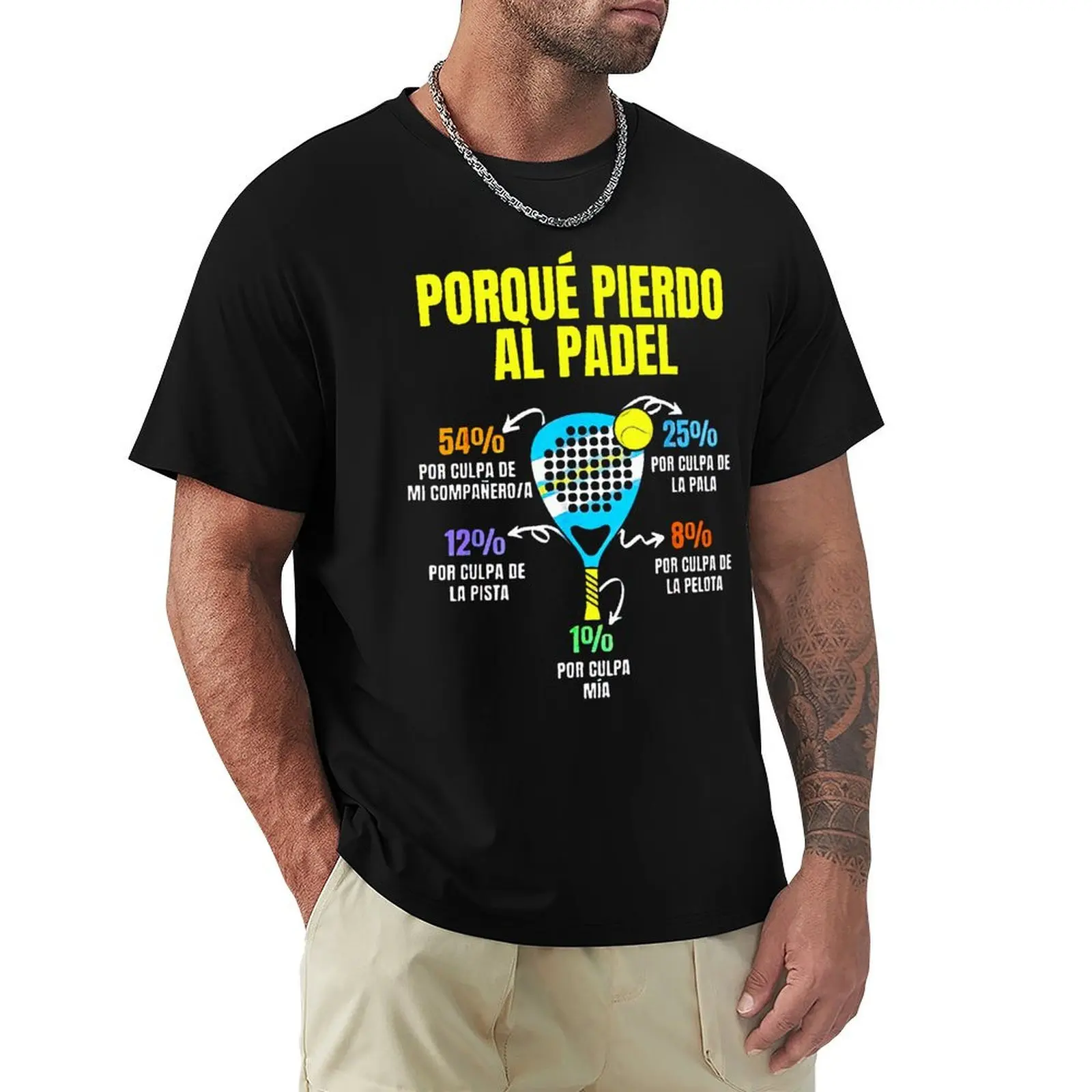 

Padel Divertido Porque Pierdo Al Padel Funny T Shirt Harajuku Short Sleeve T-shirt 100% Cotton Graphics Tshirt Tops