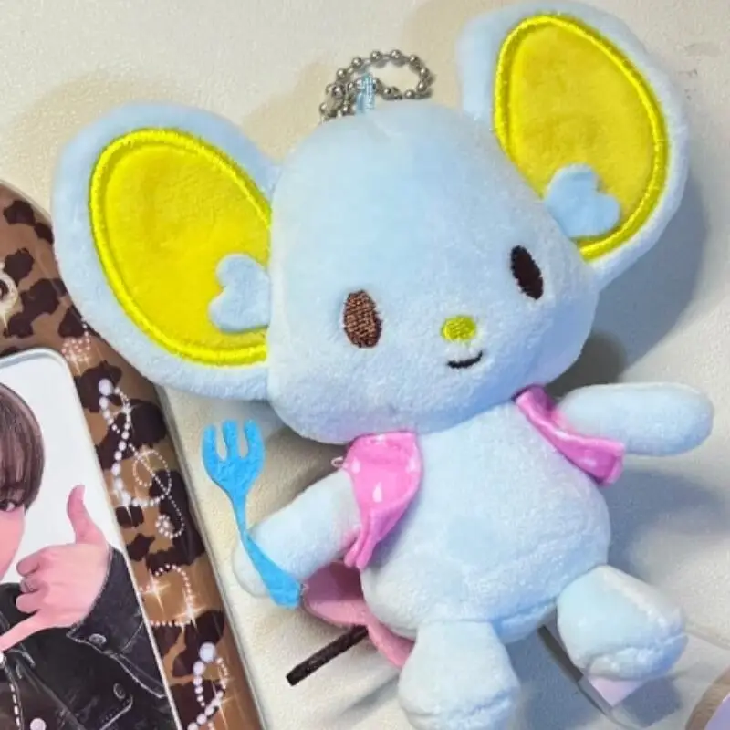 Frando Mouse Plush Keychain Cute Backpack Pendant Decoration with Mini Fork Kawaii Car Interior Anime Children's Holiday Gifts