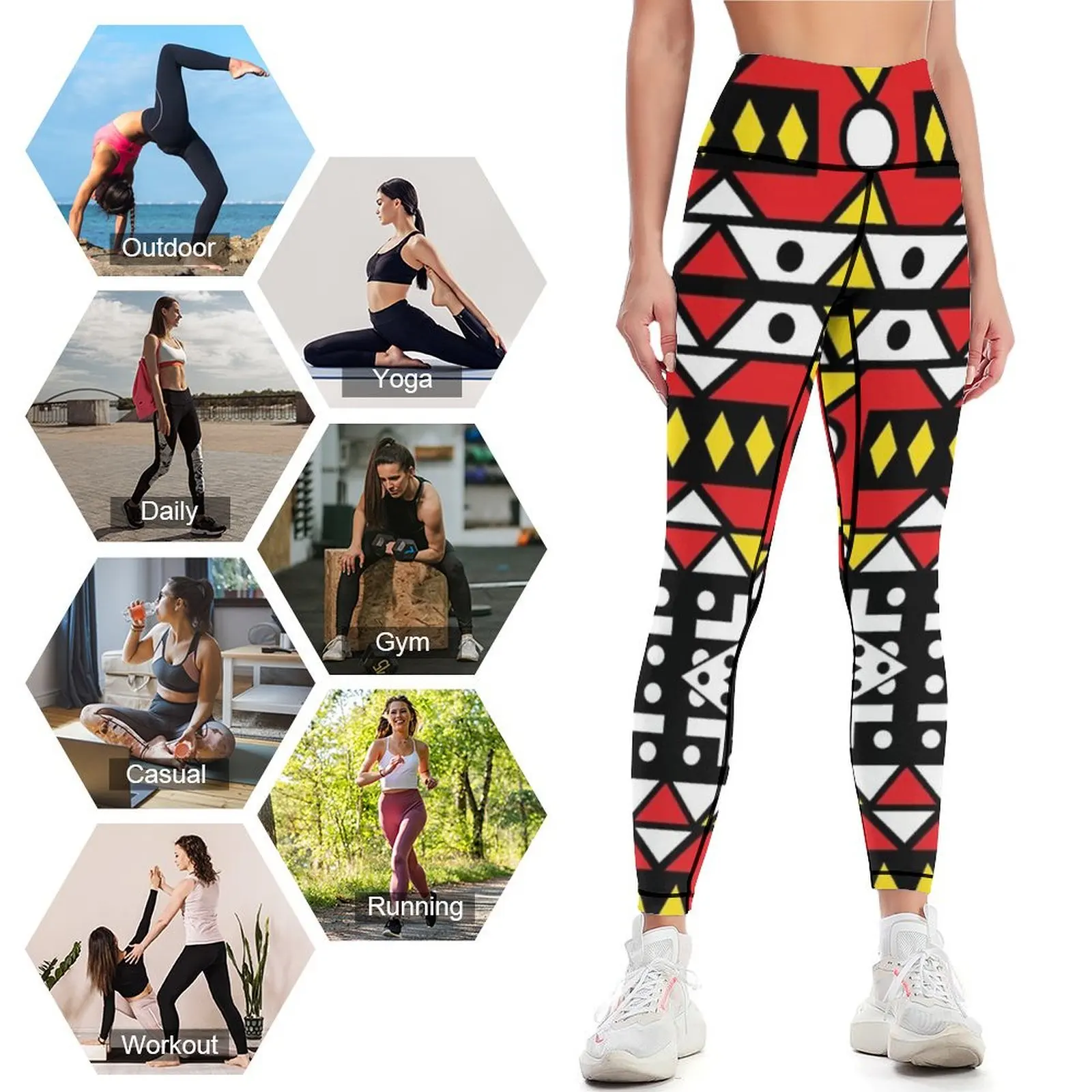 African pattern wax design Kizomba Samakaka Ankara print Angola Leggings Female legging pants gym clothing Womens Leggings