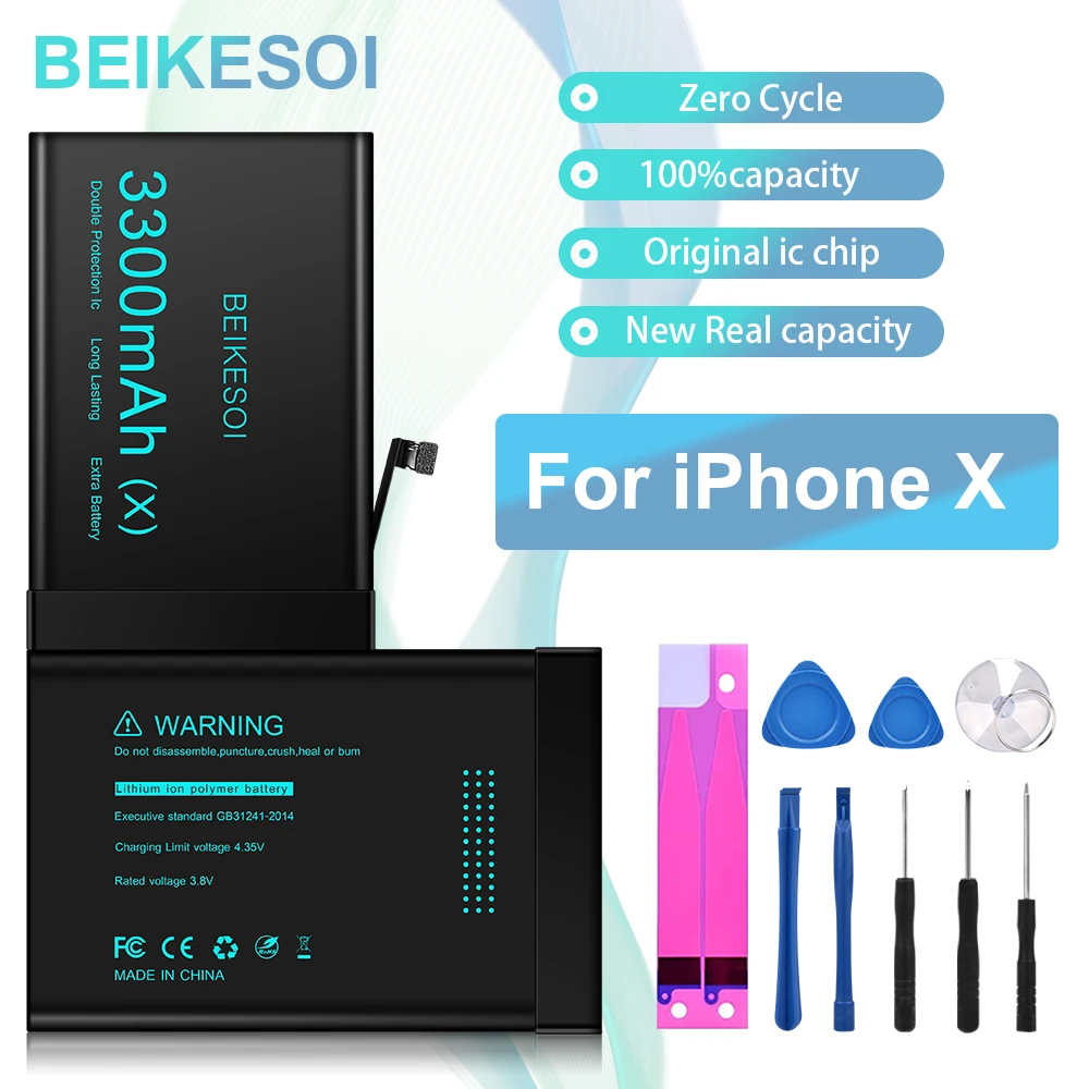 BEIKESOI Battery For iPhone X High capacity battery For iPhone ix Mobile Phone Battery Long standby time with Tool