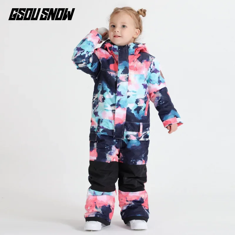 GsouSnow Baby skiing suit thick warm windproof waterproof single board and double board breathable children's ski suit set