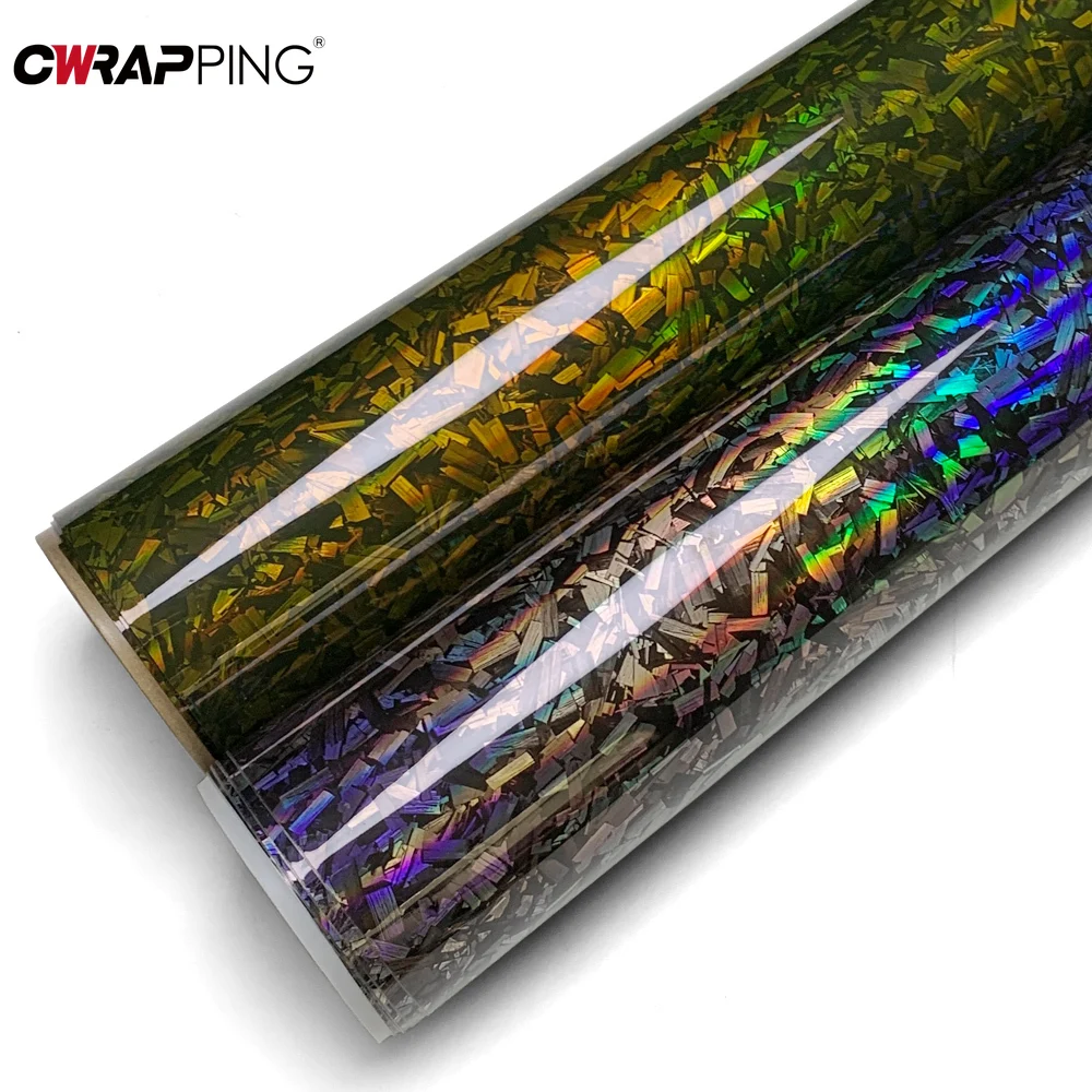 

Carbon Fiber Accessories Auto Stickers for Car Glossy Laser Waterproof PET Wrap Vinyl Car Wrapping Film Bubble-free Rainbow Foil