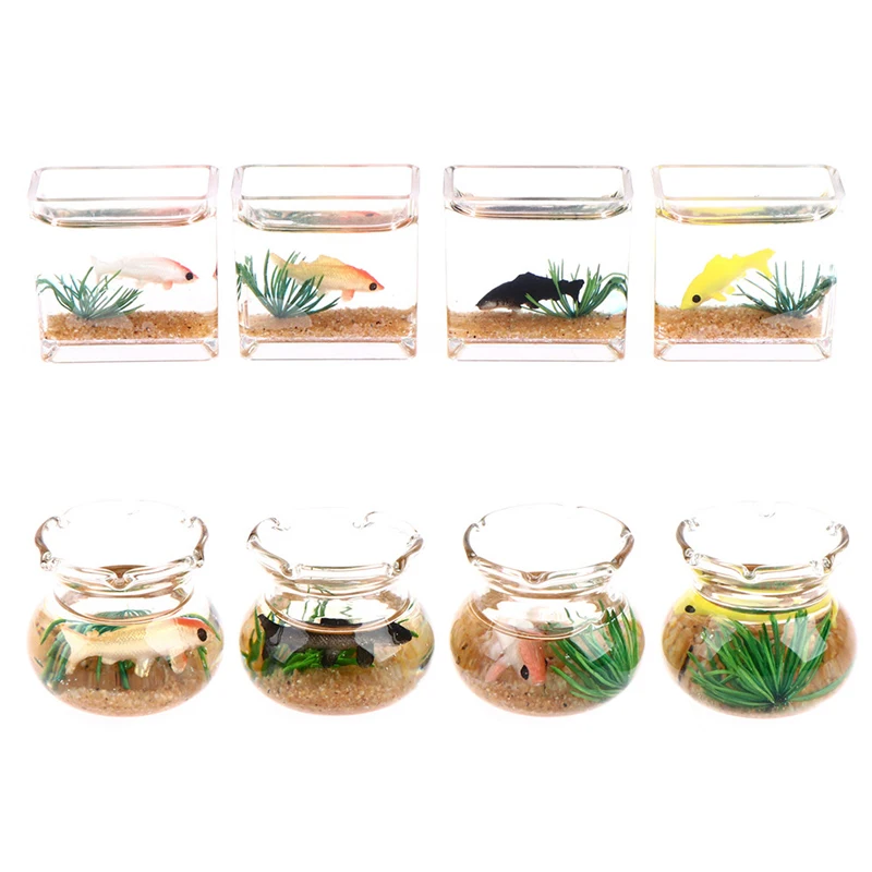 2.2*2.5cm Dollhouse Miniature Glass Fish Tank Bowl Aquarium Doll House Home Ornament Toy For Dollhouse Decals