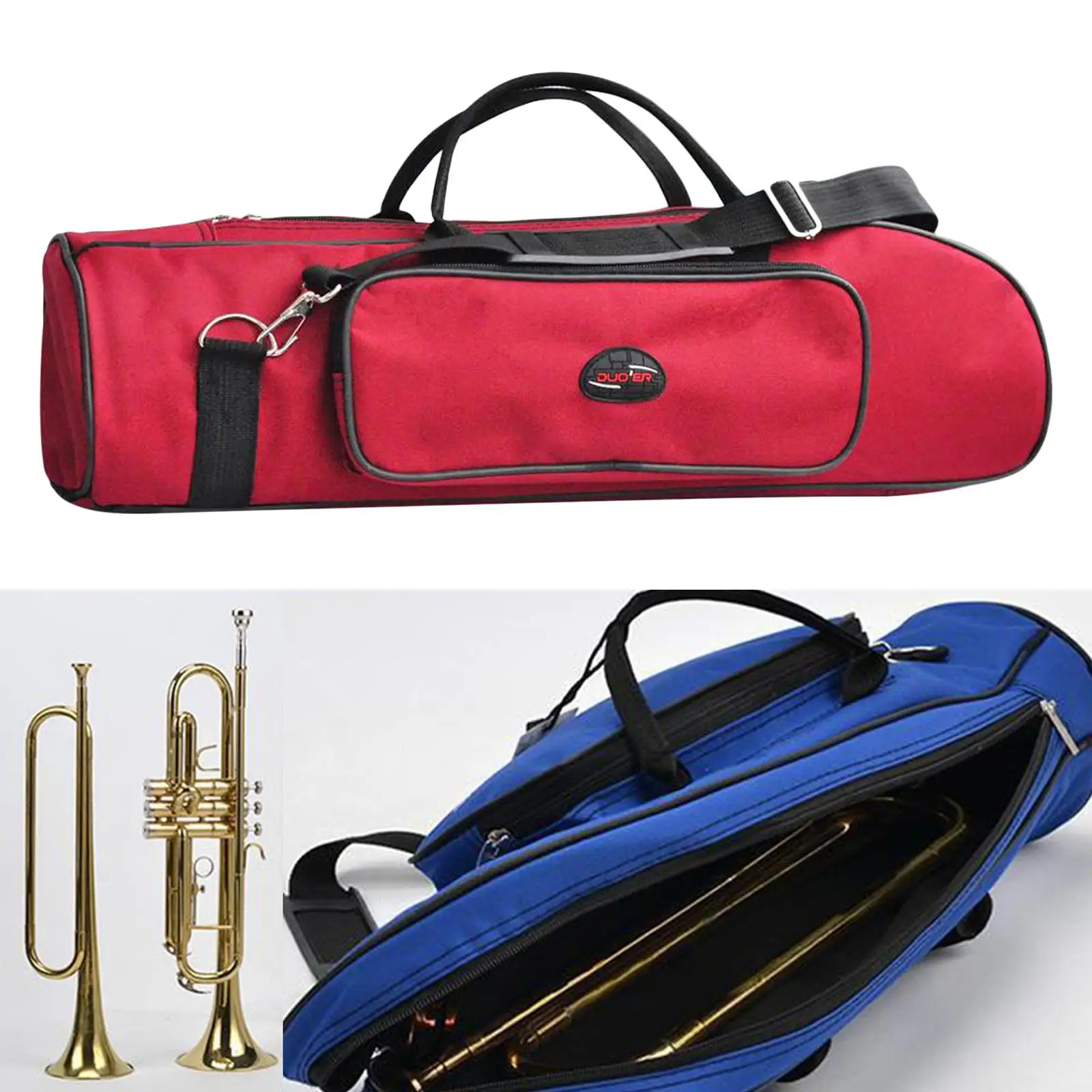 Lightweight Wind Instrument Trumpet Horn Carrying Gig Case Oxford Cloth Water-resistant Zipper Padded Adjustable Shoulder Bags