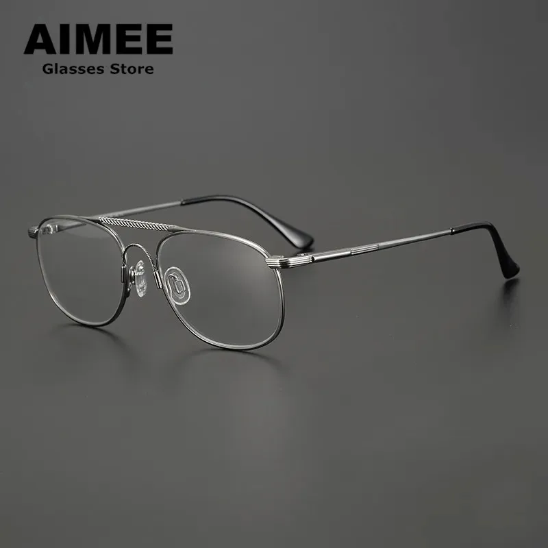 

Japanese Handmade Ultralight Titanium Glasses Frame Men Pilot Double-Beam Square Prescription Eyeglasses Women Optical Spectacle