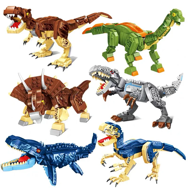 

Jurassic World Park Dinosaur Building Block Tyrannosaurus Rex Triceratops Assembled Model Bricks Toy For Children Gift MOC