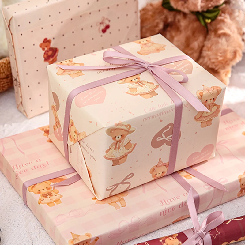 미스터 종이 10 장/가방 Kawaii 귀여운 곰 테마 aquascape 포장지 DIY 포장 선물 가방 종이 상자 꽃다발