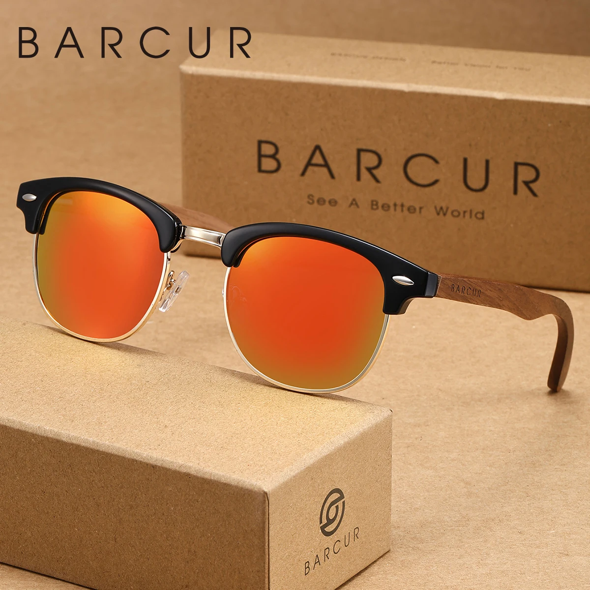BARCUR Modische Halbrahmen-Sonnenbrille im Retro-Stil mit UV-Schutz, vielseitig einsetzbar für den täglichen Gebrauch, perfekt für Urlaubsgeschenke – Detail 8