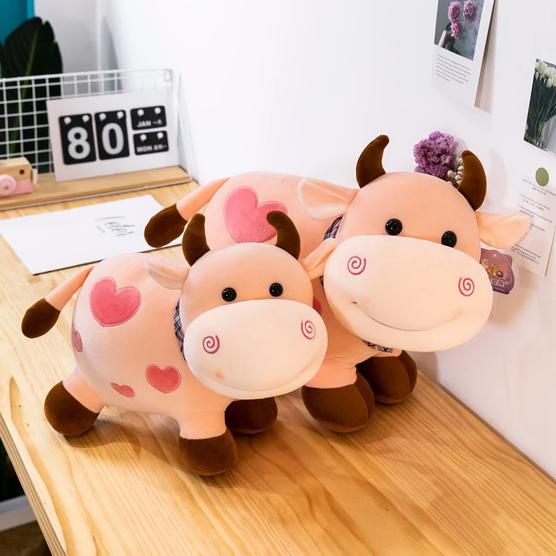 1PC Cartoon Cute Cow Plush Toy Soft Animal Cattle Plush Toys Bull Plush Doll Kids Birthday Gifts Baby Sleeping Pillows