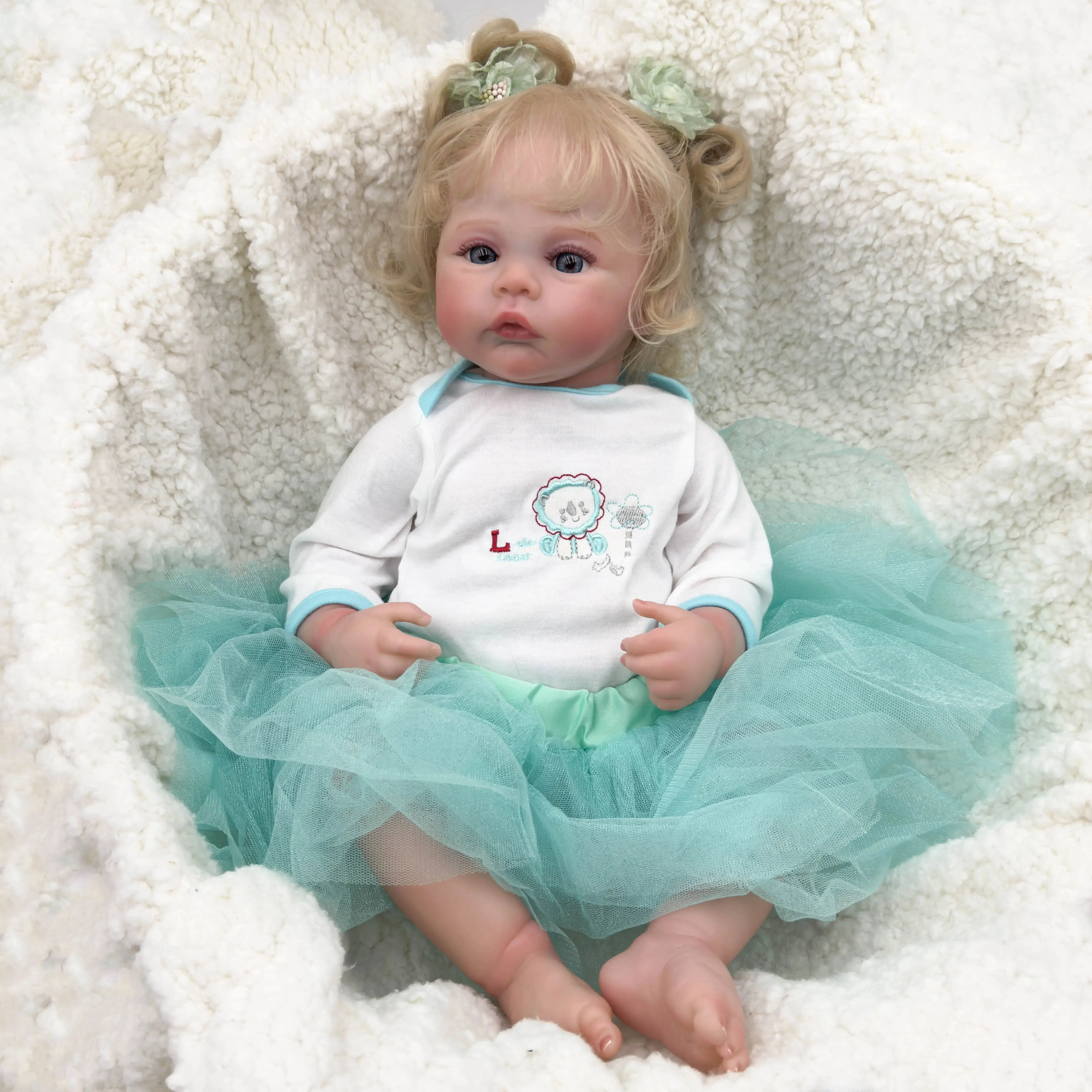 49CM Already Finished Bebe Reborn Doll Meadow Boy Girl Full Silicone Vinyl Newborn Sleeping Doll Rooted Blonde Hair Kids Gift