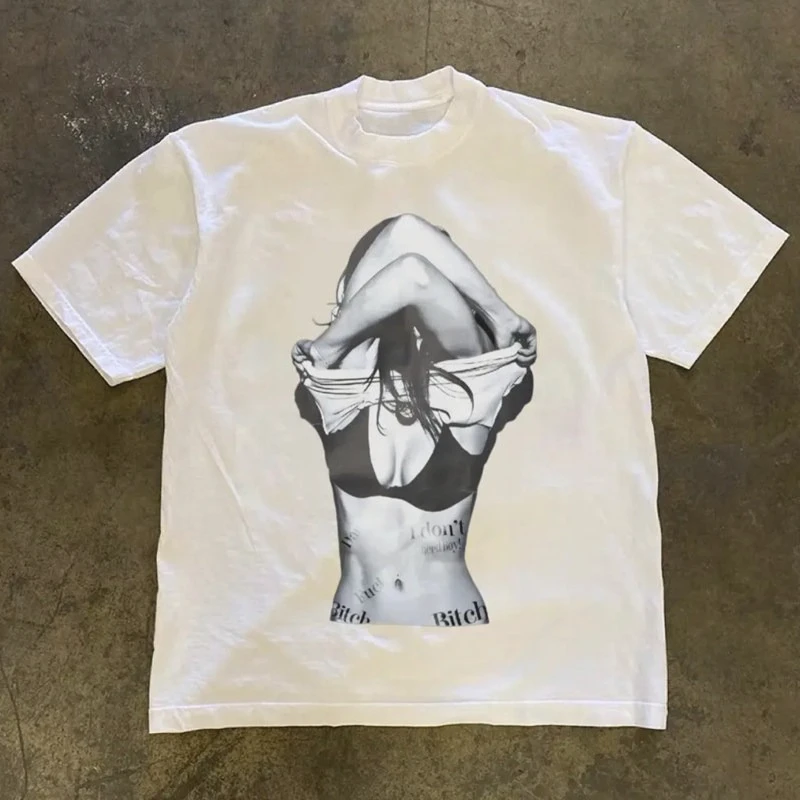 Male Casual Oversized Short Sleeve Tshirt Retro Worn Letter Print Gym Workout Sports Breathable Cotton Street Tee Tops