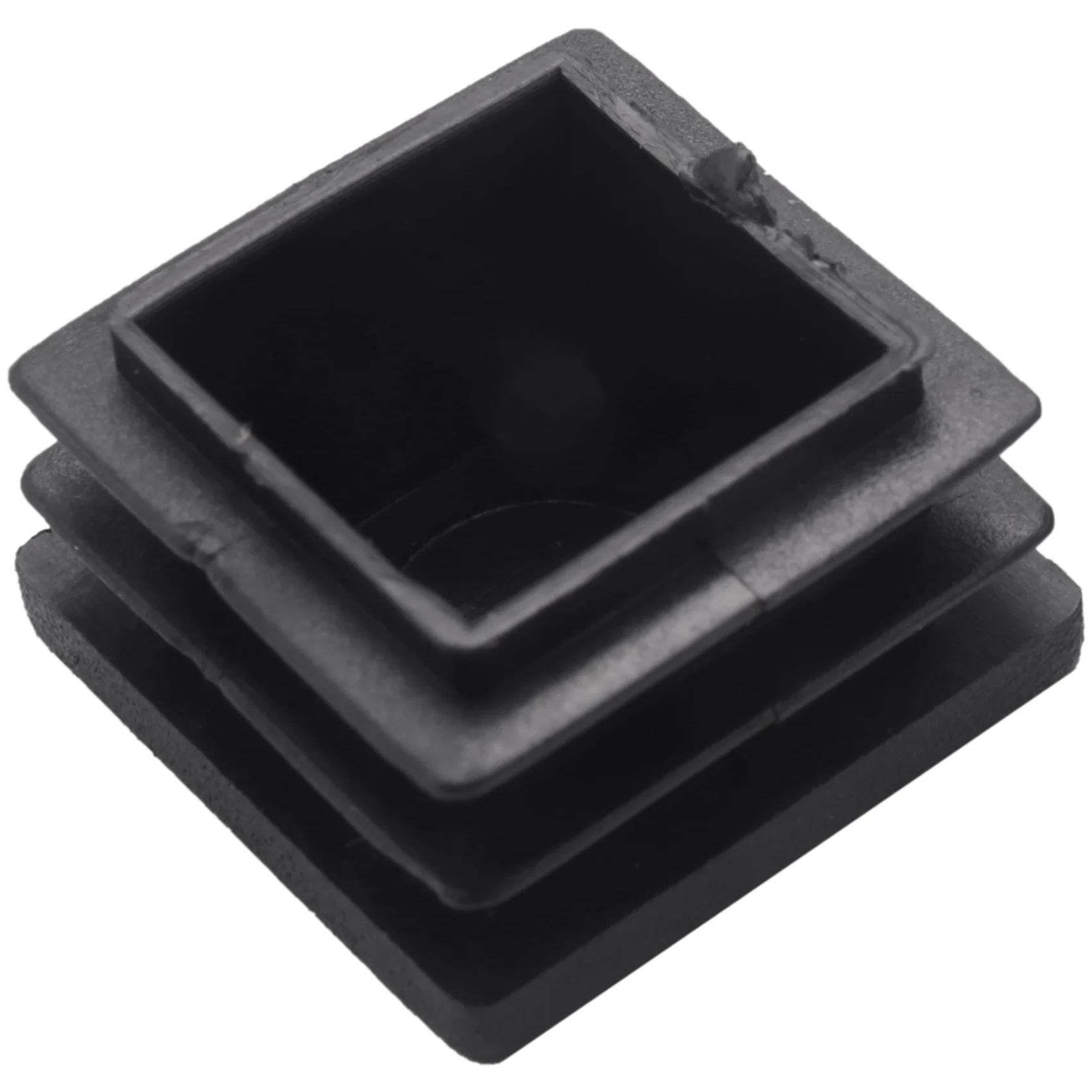 100 peças de tubo quadrado de plástico insere tampas de cobertura de extremidade 20mm x 20mm preto