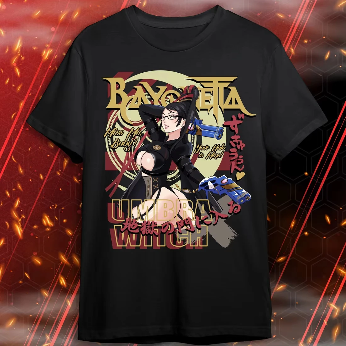 

Bayonetta Shirt Unisex Anime T-Shirt 100%Cotton Manga Tee Anime girl cute style comics surrounding cosplay costumes