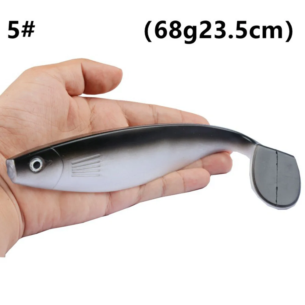 PVC sea fishing lure 4pcs 23 5cm soft bait with T shaped tail for deep water sea bass and shuttle bass fishing
