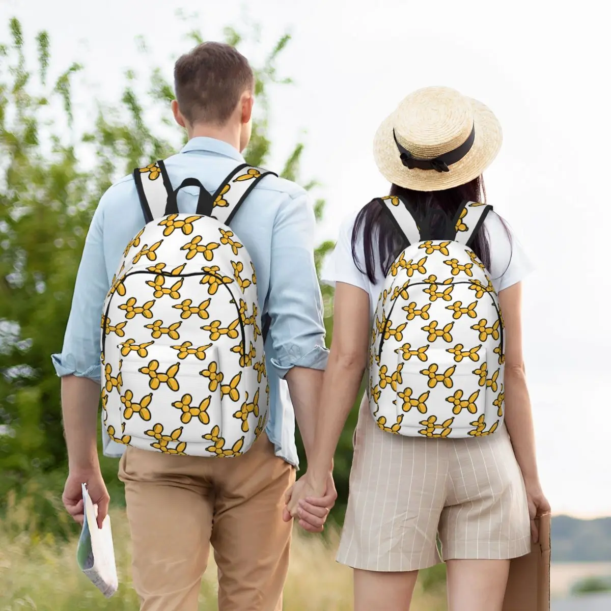 Balloon Animal Dogs Pattern In Red Student Backpack School Bag Hiking Travel Daypack for Boys Girls Bookbag Shoulder Bags