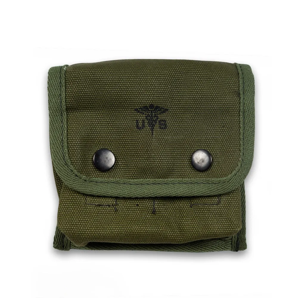 WWII US Army M2 Jungle First Aid Pouch Reproduction Military Medic Bag with US/Red Cross/Medical Insignia Vintage Tactical Pouch