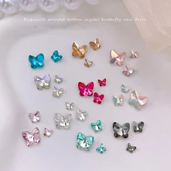 10pcs 4/5/8mm Nail Art Butterfly Charms Point Bottom Nail Rhinestones 3D Crystal Decals Gems Stone For Manicure