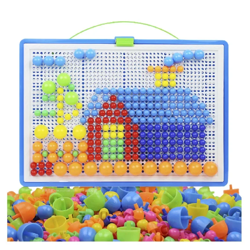 296 pièces champignon ongles bricolage Puzzle jouets éducatifs pour enfants Montessori 3D Puzzle fait à la main jeu de Table enfants cadeaux