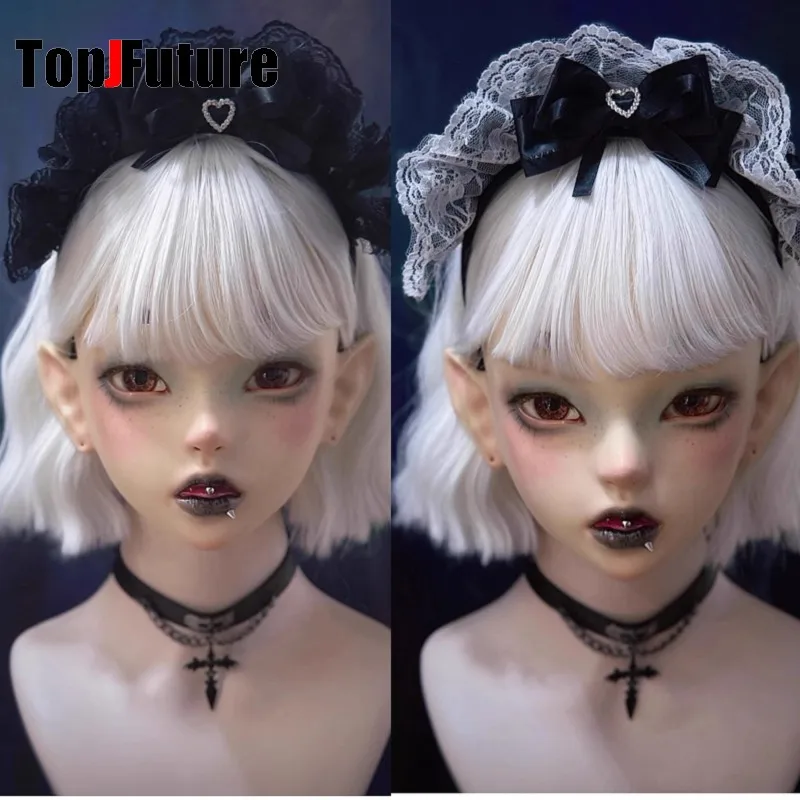 

Punk Subculture Y2K Girl Handmade Love Bow Lace Maid Headband Dark Gothic Lolita Personality Hair hoop Women's Hair accessories
