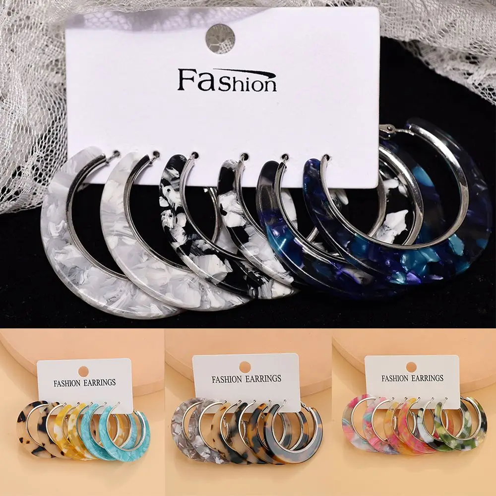 Geometric Circle Fashion Big Eardrop Jewelry Dangler Hoop Drop Earrings Acrylic Earrings Set