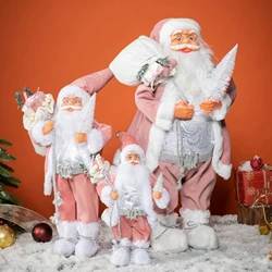 2023 Large Pink Three-dimensional Gift Santa Claus Doll Christmas Pendant Merry Christmas Home Decor Mall Storage Decoration