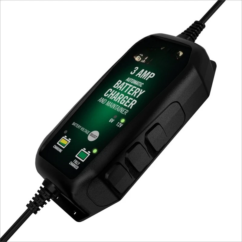 

3 AMP Battery Charger and Maintainer - Automotive Switchable 12V or 6V Smart Automatic for Cars SUVs and Trucks