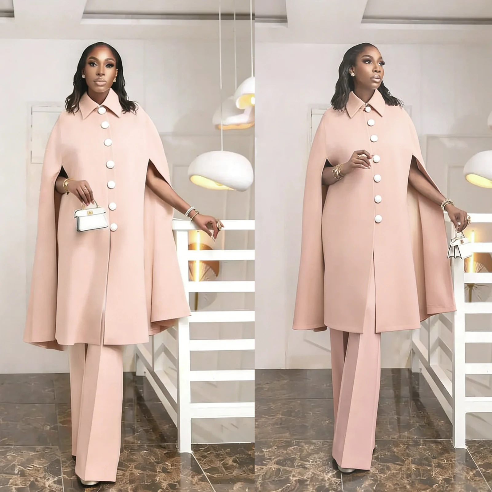 Cape Style Women Blazer Suits 2 Pieces Plus Size Wedding Baquet Mother Suits Customized Formal Birthday Party Evening Suits