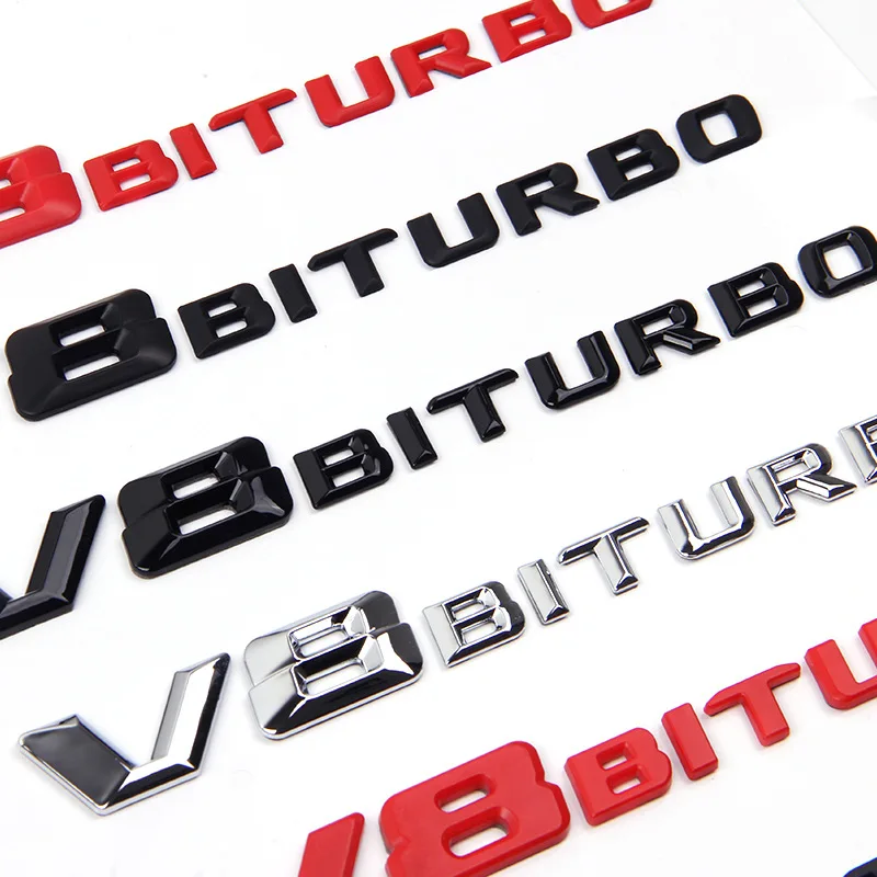 Suitable for Mercedes-Benz V8 BITURBO Fender Side Label Twin Turbo Rear Tail Letter Car Label mercedes amg