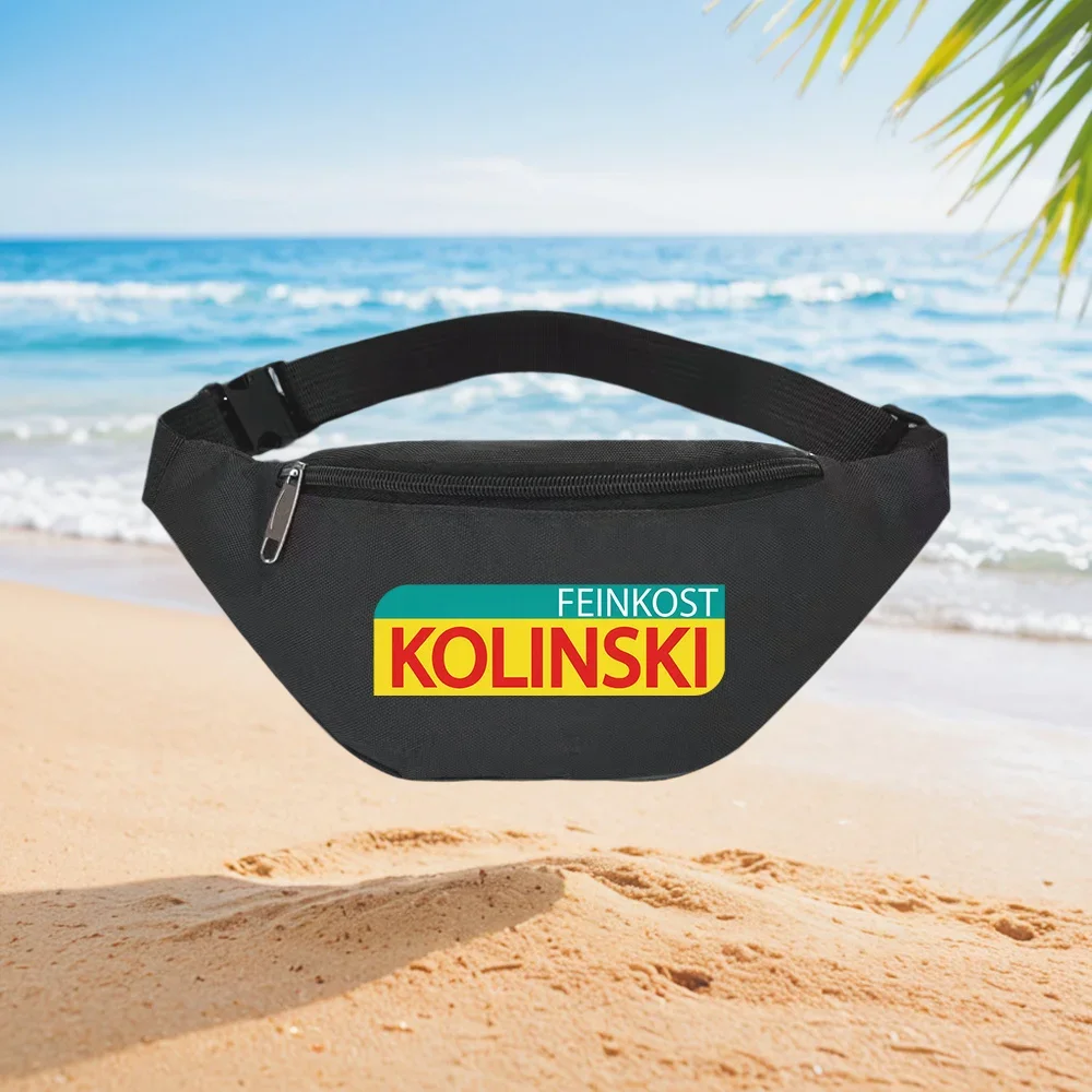 

Feinkost Kolinski logo design. Waist Backpack Crossbody Chest Bag Street Casual Sporty Fashionable Simple Unique Printed Design