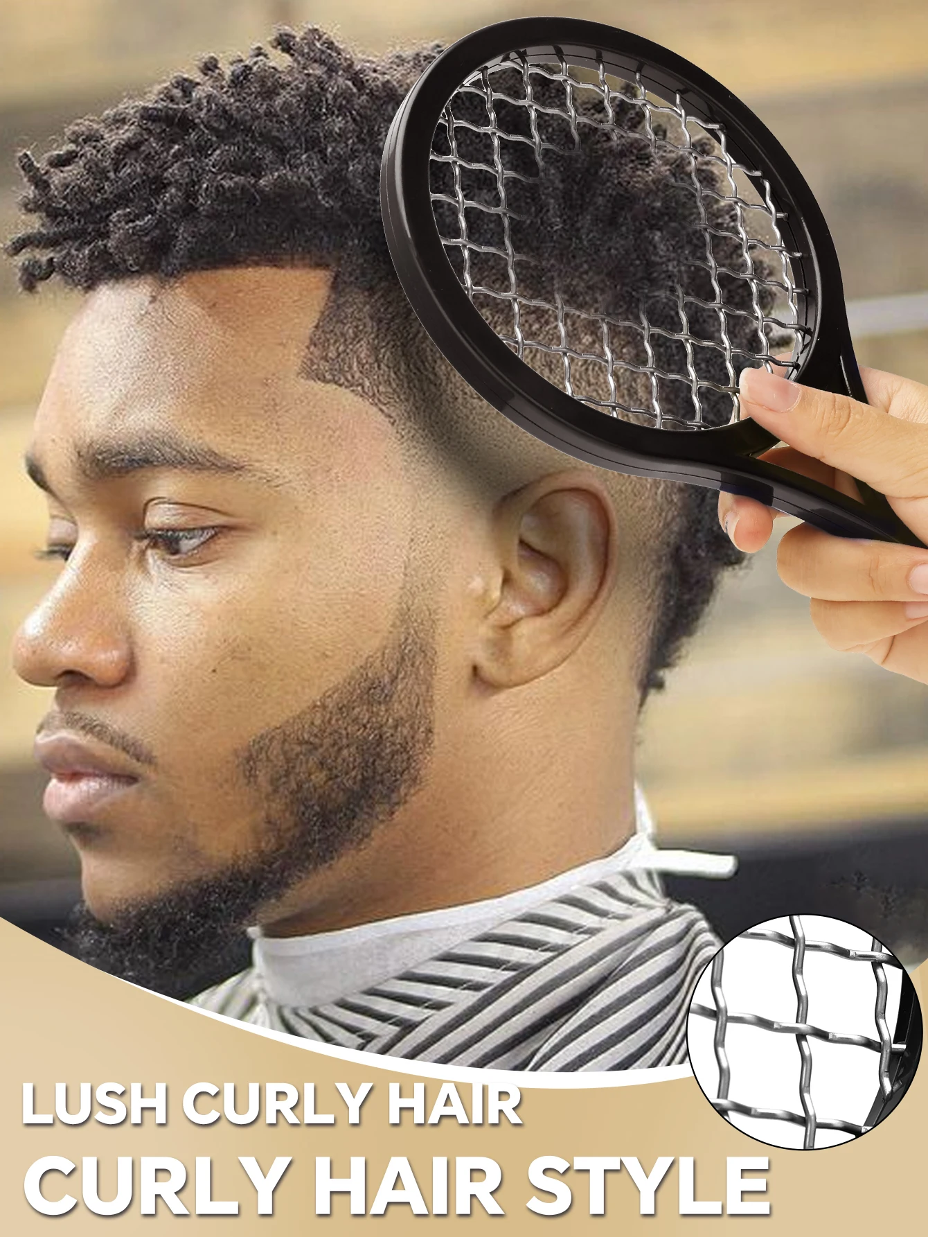 Escova Profissional para Cabelos Crespos, Ferramenta de Estilização para Cachos Afro e Ondas, Escova de Malha para Barbeiro, Ideal para Cabelos Volumosos e Dreadlocks