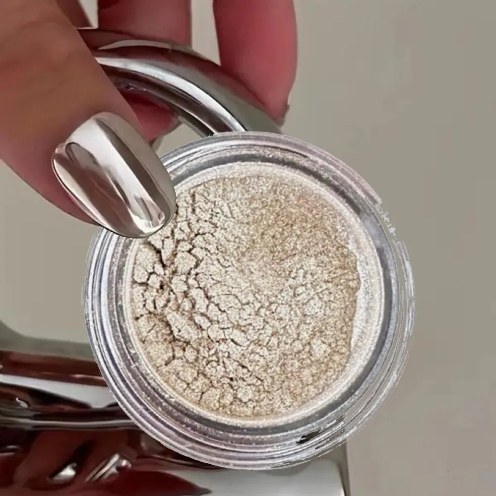 

0.5g/Jar Chrome Nail Powder High Glossy Metallic Mirror Chrome Powder Nail Art Glitter White Silver Pigment Dust for Home Salons