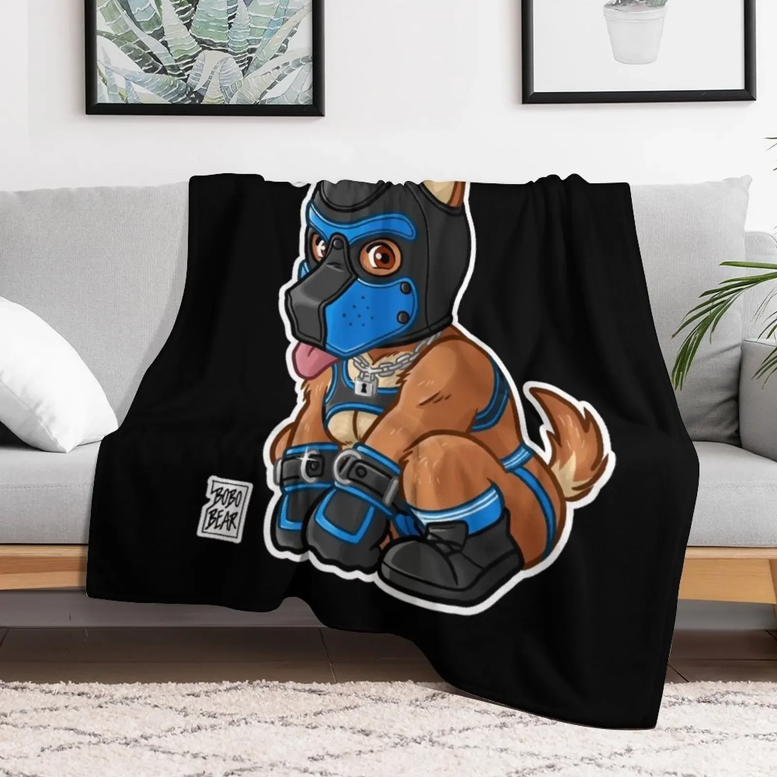 PLAYFUL PUPPY - BLUE MASK - BEARZOO SERIES Throw Blanket Hairy Single Blankets