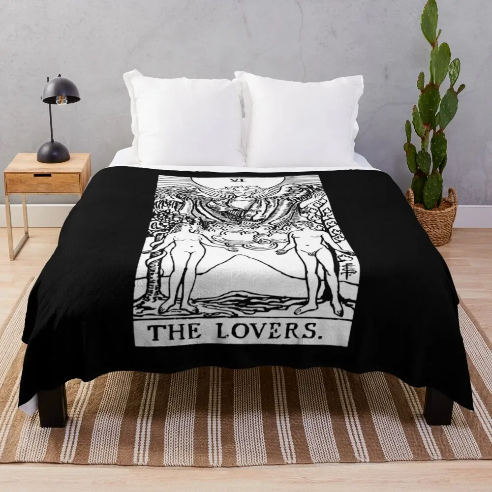 

Tarot Card : The Lovers black & white Throw Blanket Soft Comforter Retros Kid'S Blankets