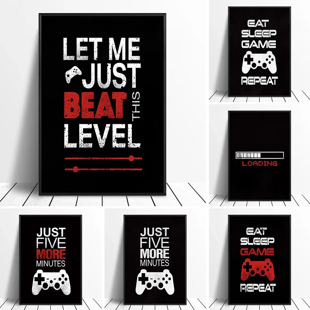 Eat Sleep Game Poster Abstract Gamepad Pictures Wall Art for Painting on Canvas Home Decorative Prints for Gaming Room