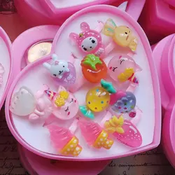 12pcs/Box Lovely Cartoon Rings For Girls Pink Resin Rabbit Kawii Children's Finger Jewelry Rings Princess Kids Gifts
