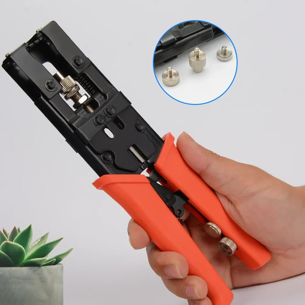 Coaxial Cable Crimper for RG6/58/59 F/BNC/RCA Type Connectors Compression Pliers Tool Kit with RG6/11 Stripper Tool