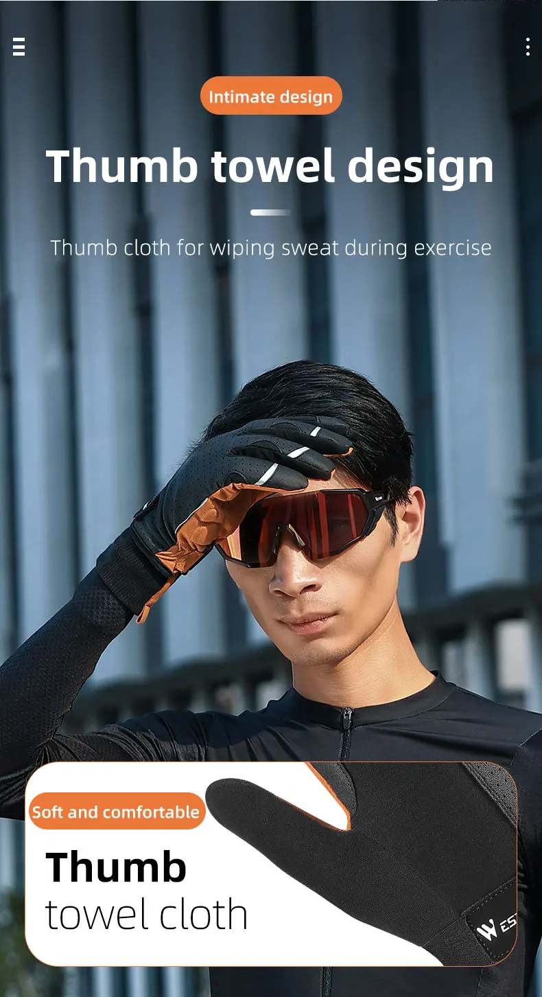 WEST BIKING Winter-Thermo-Fahrradhandschuhe für Herren, winddicht, mit Fleece, Touchscreen-fähig, aus PU-Leder, stoßdämpfend, mit SBR-Anti-Rutsch-Beschichtung, lange Manschetten. – Detail 15