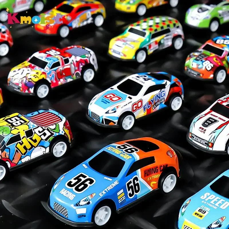 Samochody do ciągnięcia Baby Mini Metal Diecast Vehicles Party Favor Inertia Race Car Toys z pojemnikiem do przechowywania Zabawka dla chłopców Prezenty