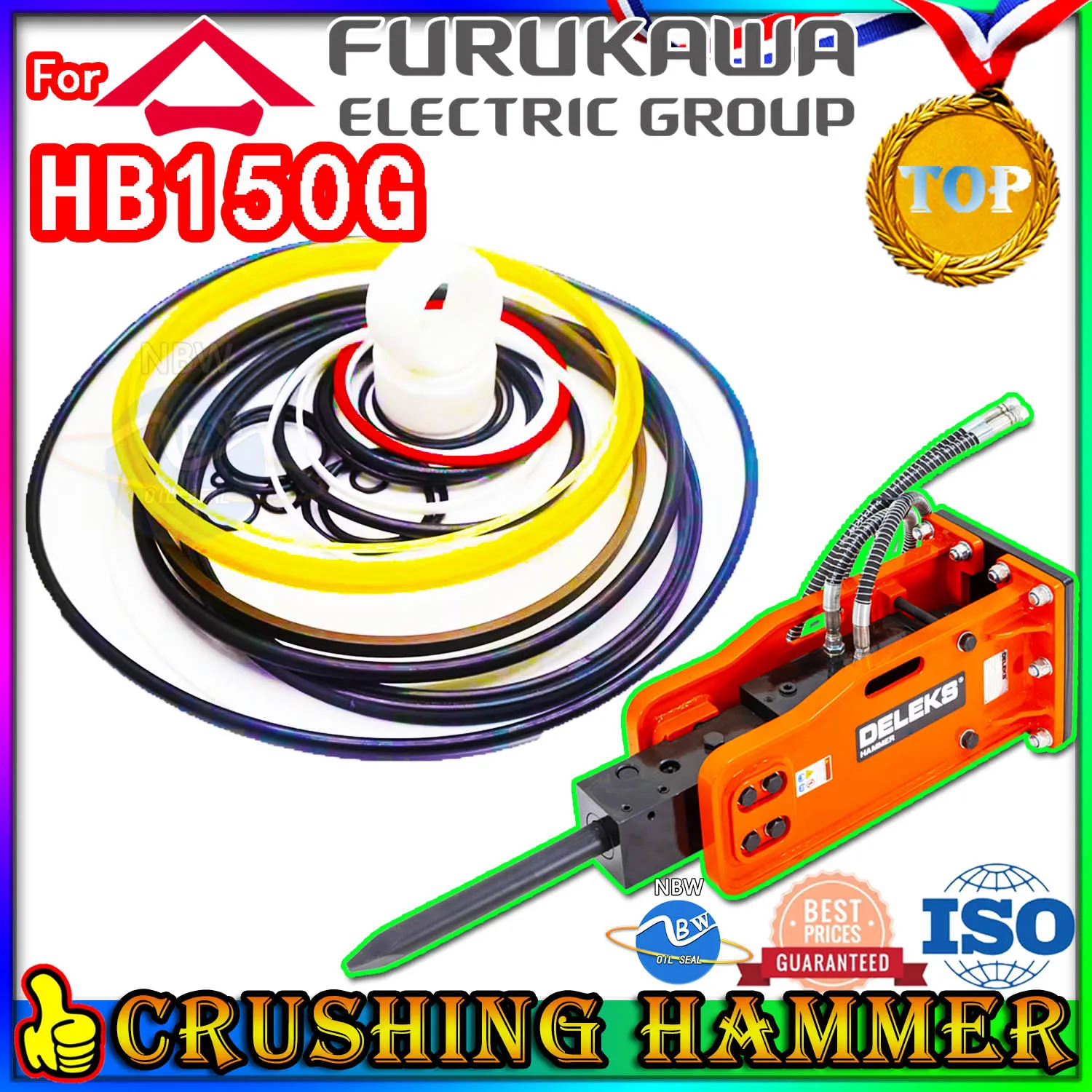 For Furukawa HB150G Crushing Hammer Oil Seal Repair Kit Excavator Hydraulic Cylinder Broken Breaker Set Heavy Maintenance type