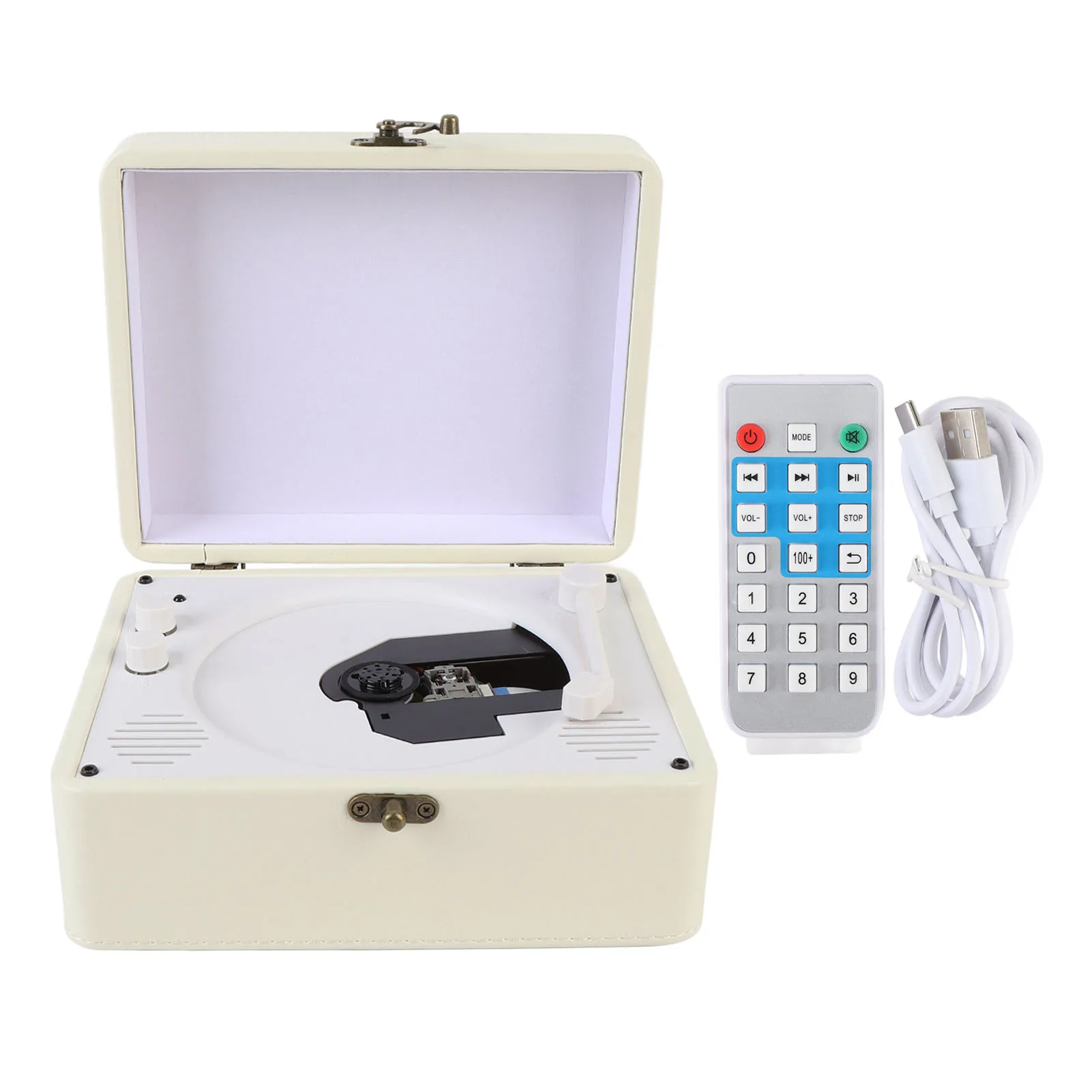 

Bluetooth CD Player 3.5mm Jack Repeat Function Rechargeable USB Disk Playback CD Player with Speakers for Bedside for Bathroom
