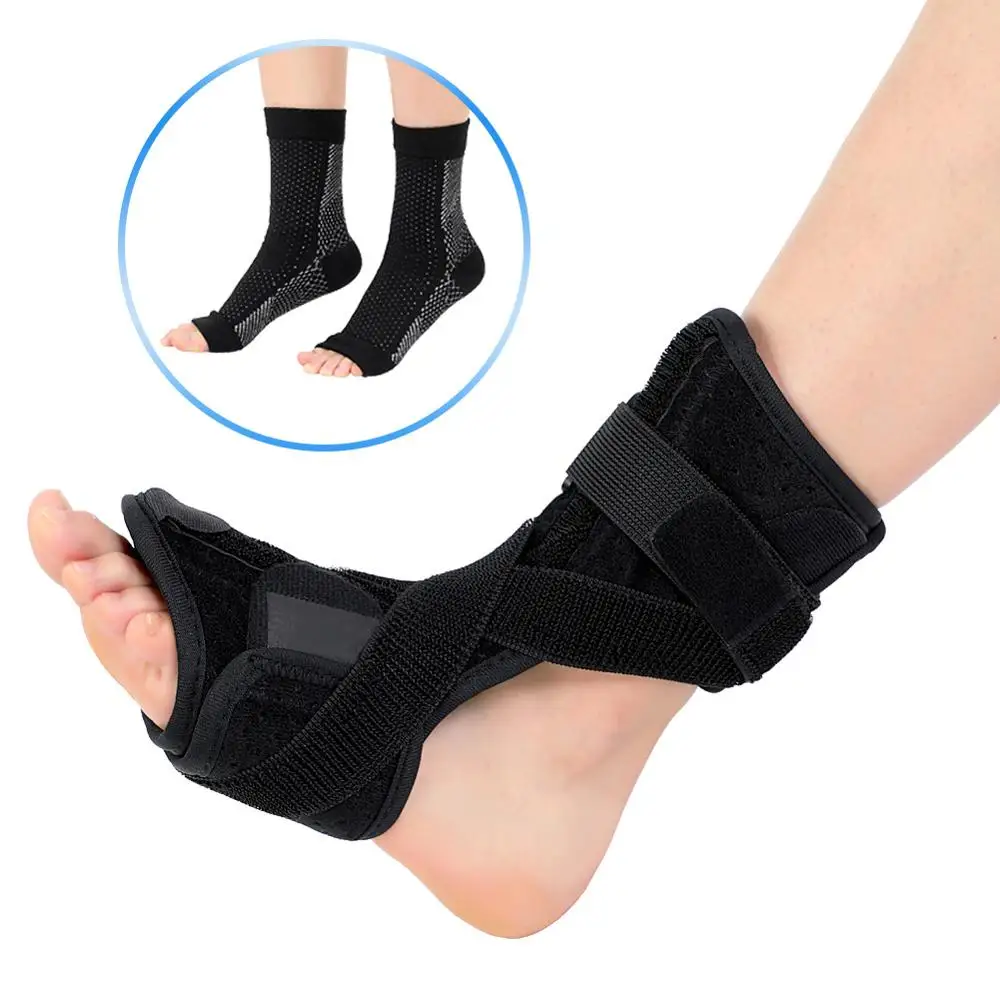 

Plantar Fasciitis Dorsal Night Splint For Heel Pain Relief Foot Drop Orthotic Brace For Sleep With Sock &Hard Spiky Massage Ball