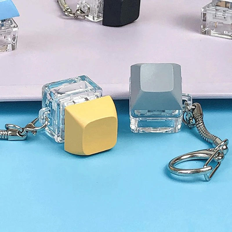 Click Button Fingertip Button Keychain ABS Trinket Mechanical Switch Keychain Without LED Light Funny Keyboard Key Cap Pendant