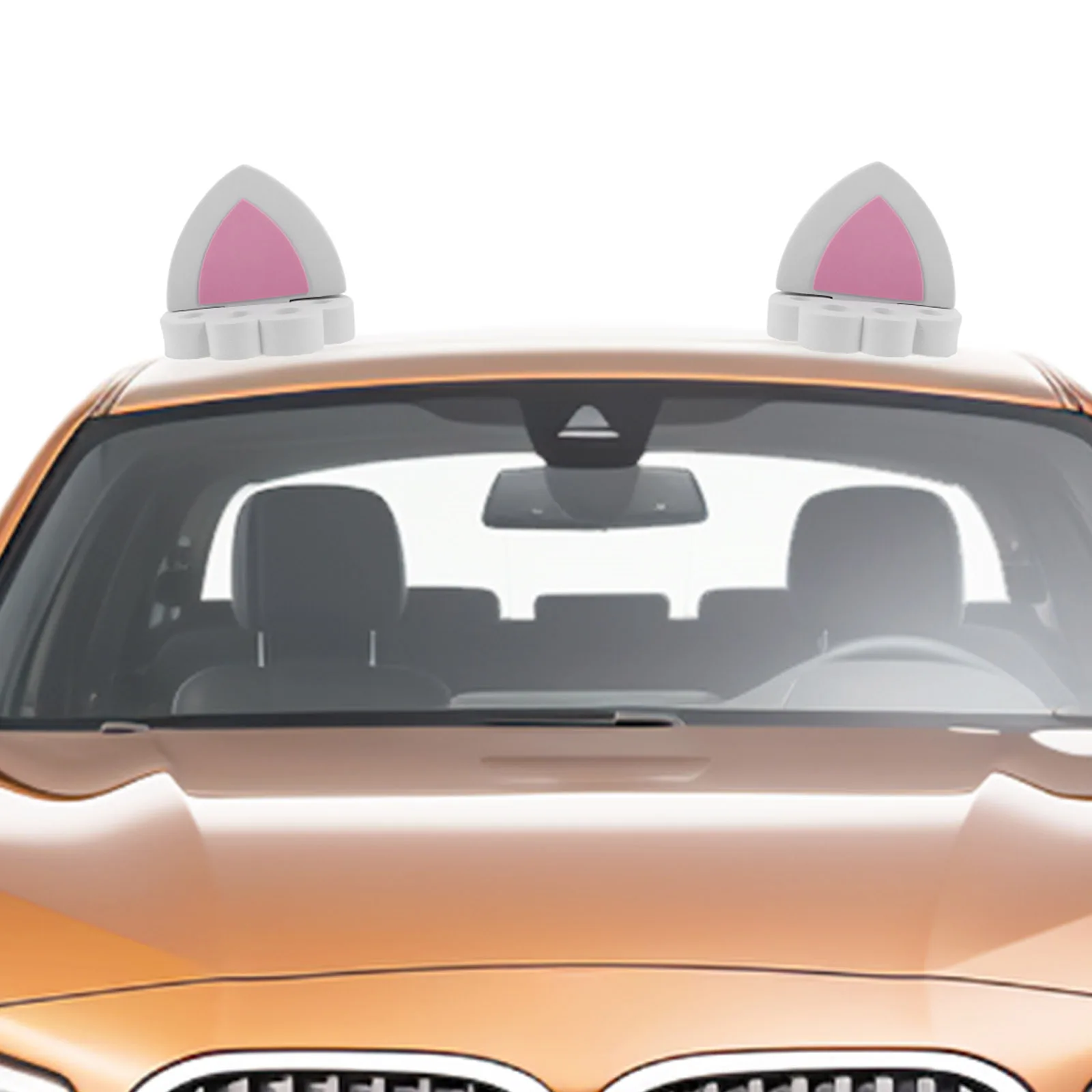 

2Pcs Cat Ears Decoration Car Roof Exterior Accessories Weatherproof Cartoon Ornaments Adorable Toppers Antenna Body Enhancements