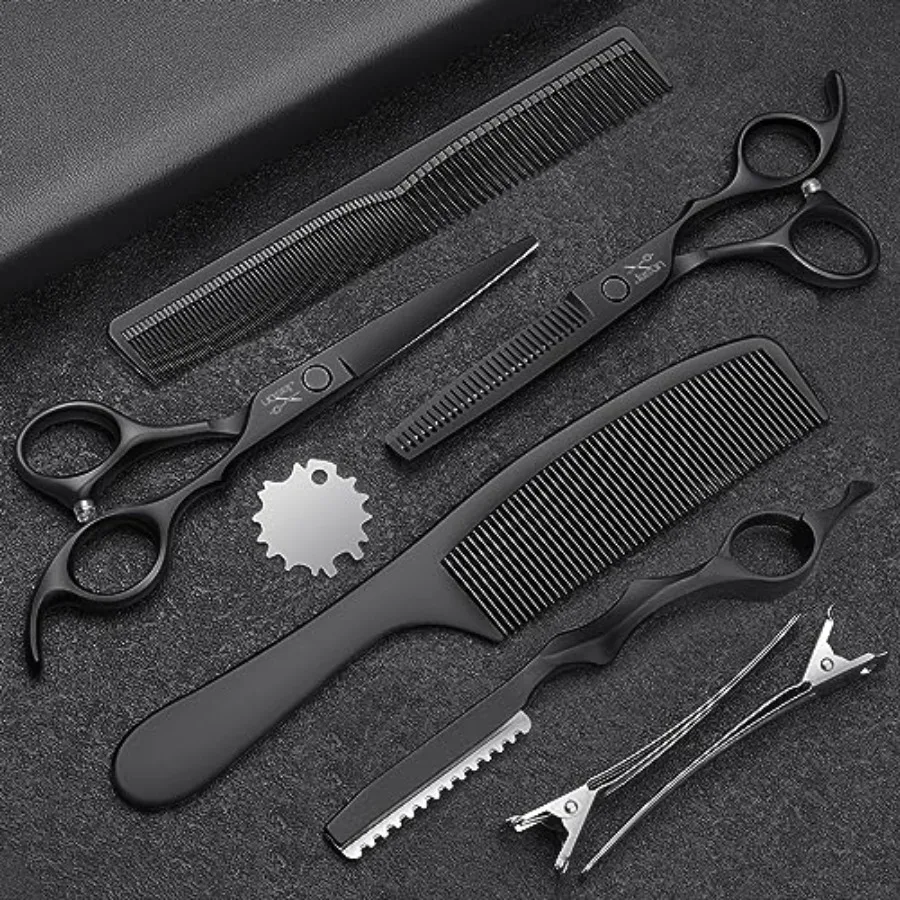 

Professional 10 PCS Hair Cutting Scissors Set with Thinning Blender Scissors Straight Shears 30 Teeth for Men Women Home Salon
