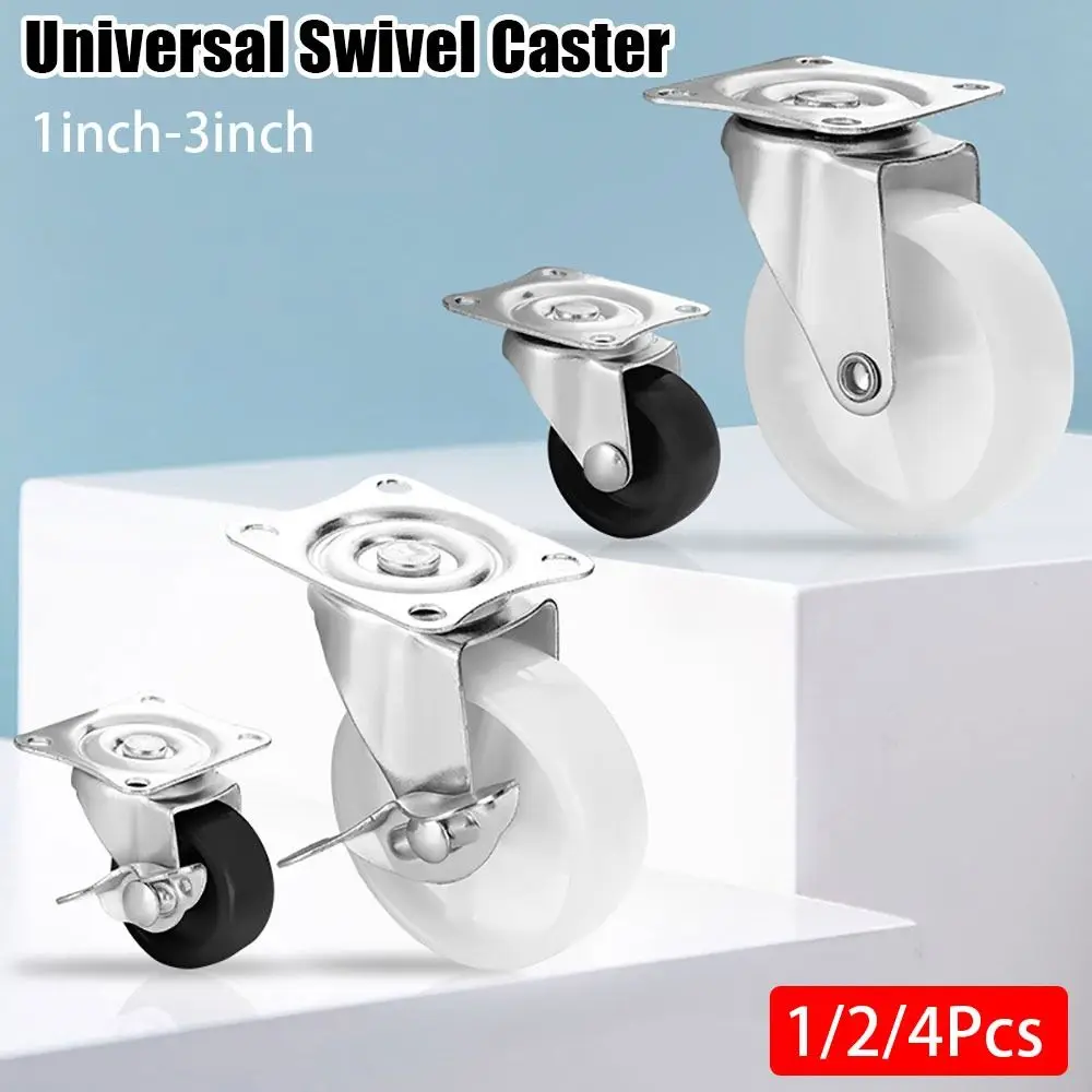 1/2/4Pcs Heavy Duty Caster Wheel White Nylon Rubber Furniture Carts Furniture Roller 360 Degree 1/1.25/1.5/2/2.5/3inch