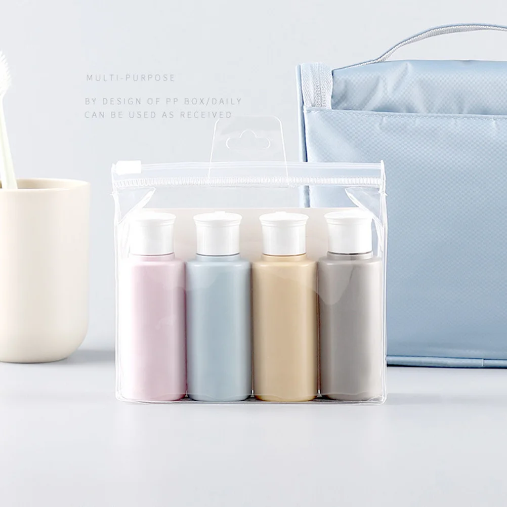 4pcs 50Ml Squeeze Bottle Set Clamshell Design Travel Bottles For Essential Oils Cosmetics Dispenser Container Empty Portable